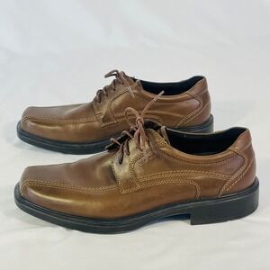 ECCO Helsinki Bicycle Toe Oxford Brown Leather Dress Shoes Men's Sz 42 8/8.5